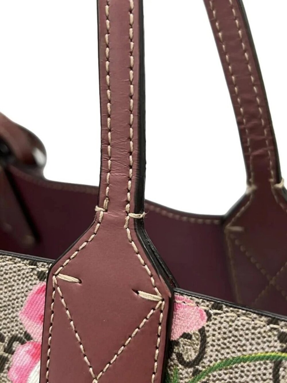 GUCCI GG Blooms 372613 Gray Bordeaux Multi PVC Leather - Tote Bag - Picture 10 of 15